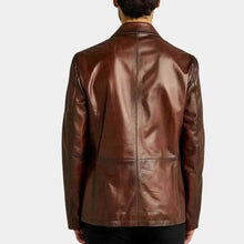 Load image into Gallery viewer, Mens Glamorous Dark Brown Leather Blazer
