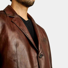 Load image into Gallery viewer, Mens Glamorous Dark Brown Leather Blazer
