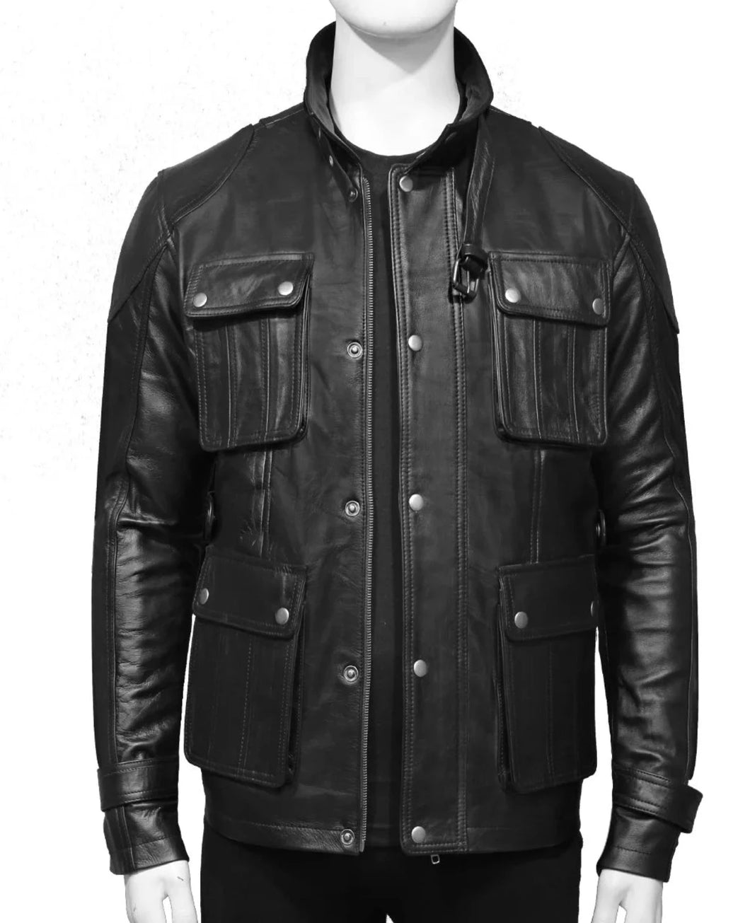 Mens Skin Fit Black Biker Leather Jacket – boneshia