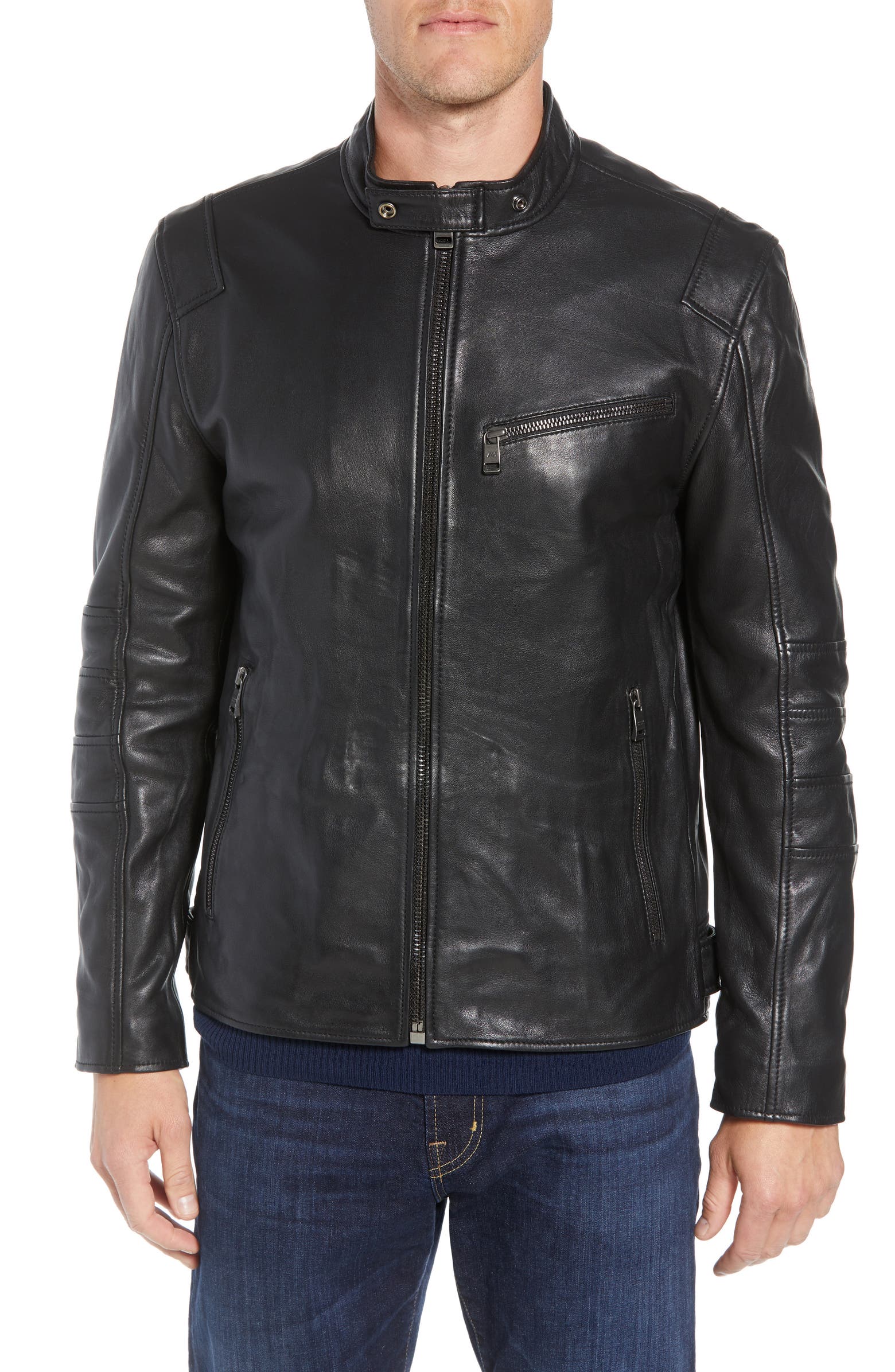 Men's Black Real Leather Moto Jacket – boneshia