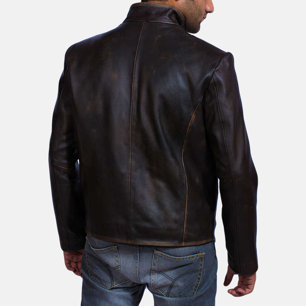 Men's Distressed Brown Leather Jacket – boneshia