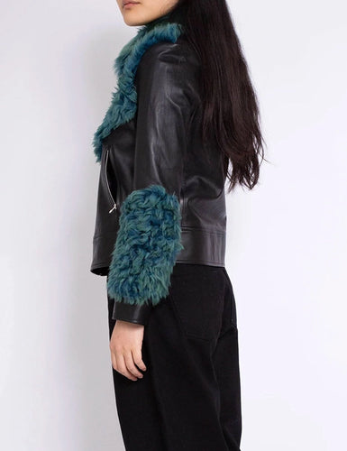 Women’s Shearling Aviator Green Fur Jacket